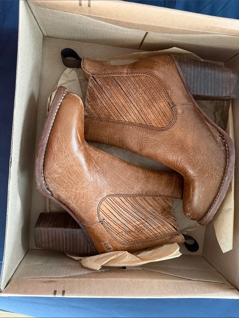 Frye Brown Leather Western Chelsea Booties